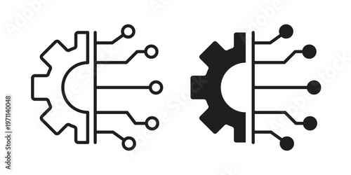 Technology icon set, collection of icon in editable strokes and flat versions