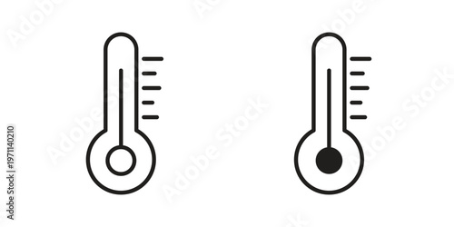 Temperature icon set, collection of icon in editable strokes and flat versions
