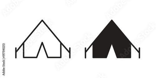 Tent icon set, collection of icon in editable strokes and flat versions