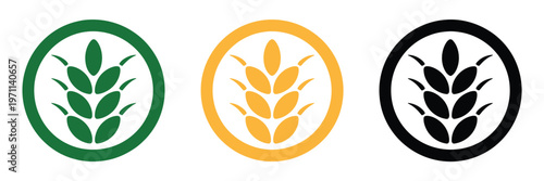 Gluten free vector icon set showcasing wheat-free and allergen-free symbols, crafted as clear and professional label icons ideal for food packaging, dietary information, health awareness