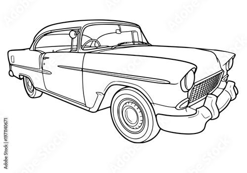 Classic 1950s Vintage Coupe Car Vector Illustration