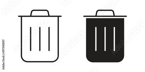 Trash Bin icon set, collection of icon in editable strokes and flat versions