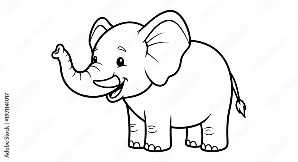 Fototapeta premium Charming Playful Elephant Artwork Depicting Joyful Expression for Children's Books Educational Content and Animal-Themed Creative Projects Promoting Happiness and Positivity