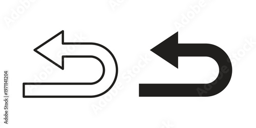 Undo icon set, collection of icon in editable strokes and flat versions