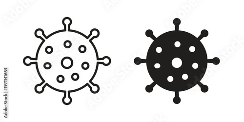 virus icon set, collection of icon in editable strokes and flat versions