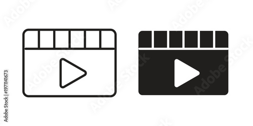 Video icon set, collection of icon in editable strokes and flat versions