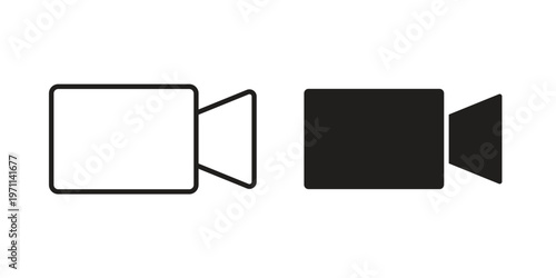 Video call icon set, collection of icon in editable strokes and flat versions