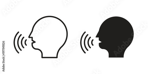 Voice icon set, collection of icon in editable strokes and flat versions