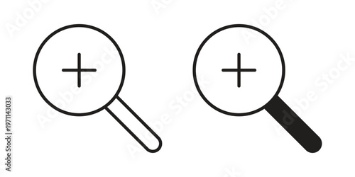 Zoom in icon set, collection of icon in editable strokes and flat versions