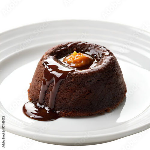 Chocolate lawa cake isolated on transparent background