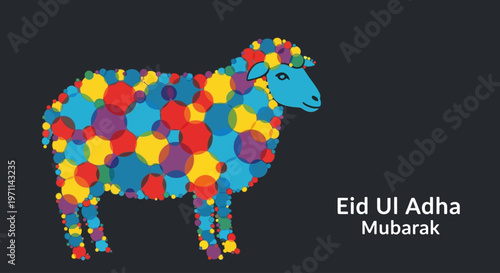 Colorful Mosaic Sheep Illustration for Eid al-Adha Mubarak Celebration
