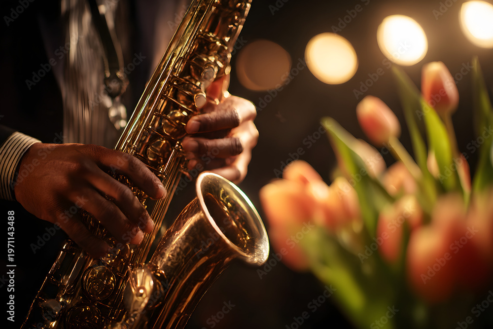 Obraz premium man playing saxophone