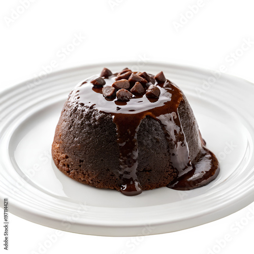 Chocolate lawa cake isolated on transparent background