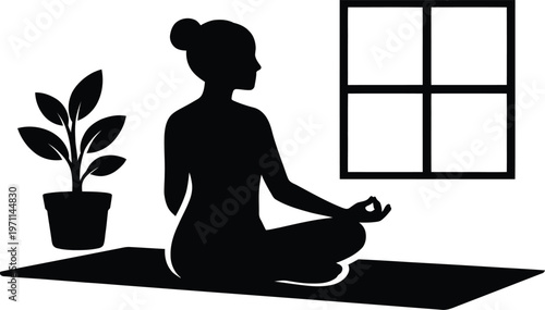 Silhouette of Muscular Bodybuilder Flexing Biceps in Gym