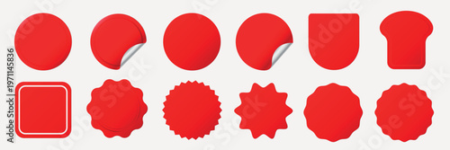 Red sticker shapes collection vector elements