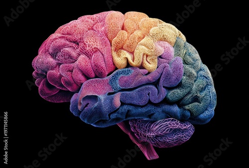 Wallpaper Mural Colorful artistic illustration of the human brain depicted with vibrant colors and intricate texture Torontodigital.ca