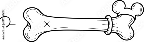 Cartoon Dog Bone Vector Illustration with Chew Toy Bone Drawing, Pet Food Symbol and Animal Cartoon Design Element