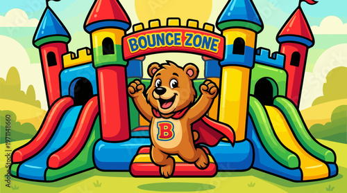 Teddy Bear Bouncy Castle Fun.