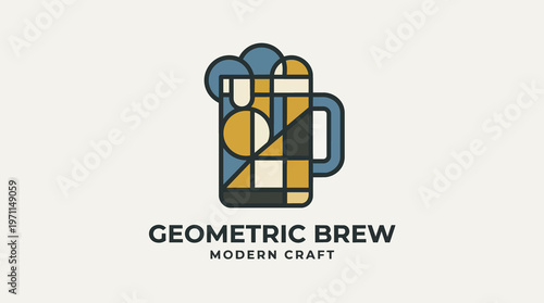 Geometric beer mug logo design.