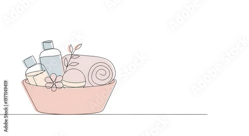 Spa gift basket for mom with towels and beauty products in pastel colors  