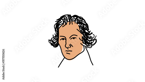 Robert Schumann portrait, flat vector illustration