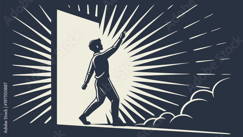 Person opening their chest like a door to reveal inner self symbolizing self discovery and introspection with radiant light