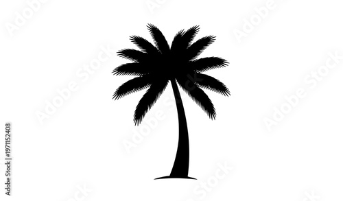 Palm Tree Silhouette – Tropical Beach Black Vector Illustration