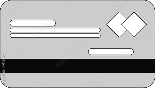 Minimalist credit card icon for online payment and banking. Financial transaction and e-commerce vector symbol