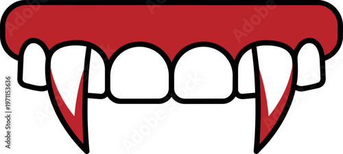 Vampire fangs cartoon illustration.
