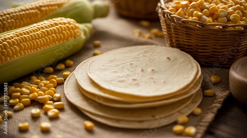 A plate of food with corn on the cob