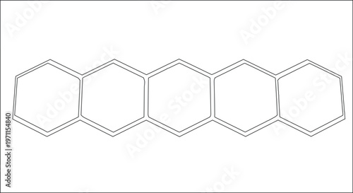 minimalist five-step hexagon timeline infographic template outlined