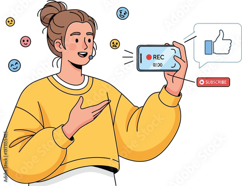 A content creator streams live video using a smartphone, engaging with.