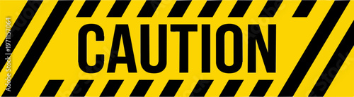 Yellow Caution Warning Sign Board.