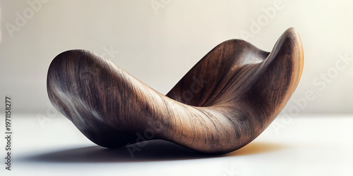 Abstract Wooden Sculpture with Smooth Organic Curved Form