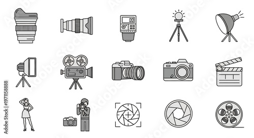Collection of film and photography icons.