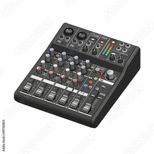 Professional compact audio mixing console for studio recording and live sound. Versatile sound board for music production, podcasting, and audio amplification