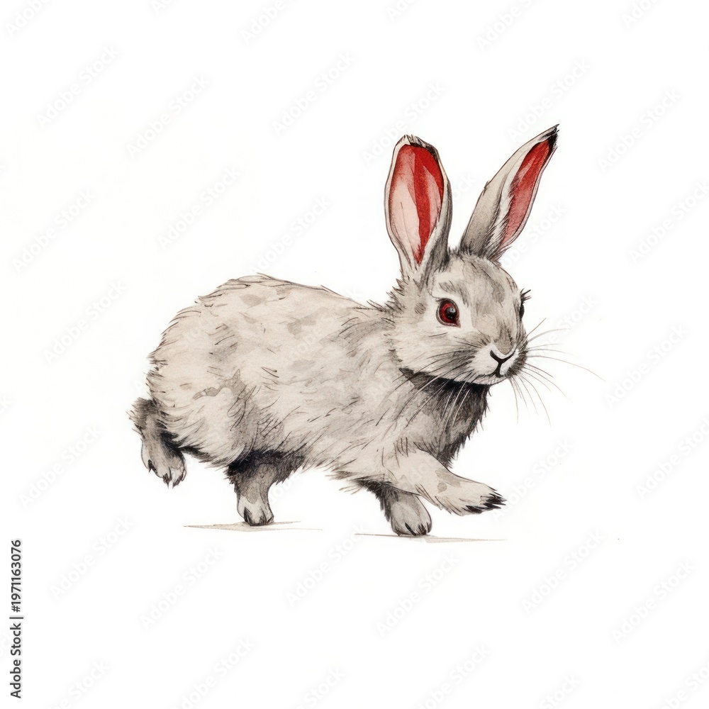 Fototapeta premium Rabbit sketch cartoon drawing.