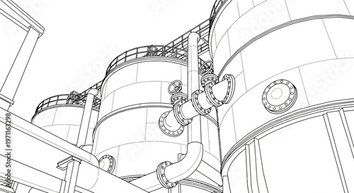 Industrial control panel illustration with gauges and switches