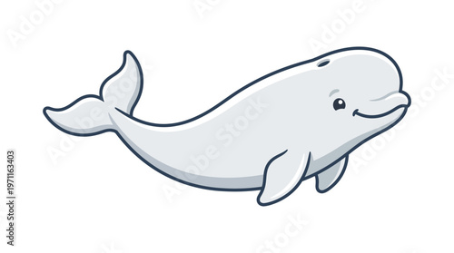 cute beluga whale cartoon marine animal vector illustration
