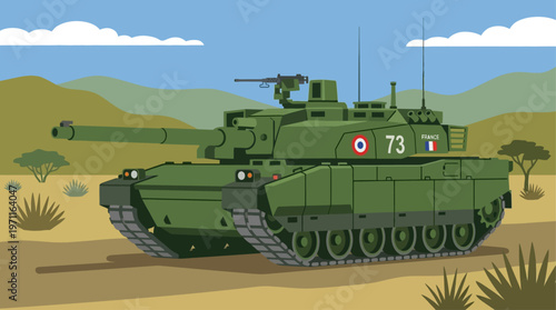 french leclerc battle tank armored military vehicle vector
