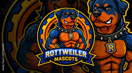 Cartoon Rottweiler Dog Mascot Character.