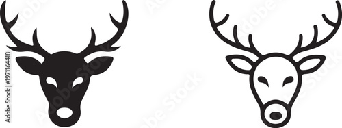Minimalist black deer head silhouette vector icon for modern decor