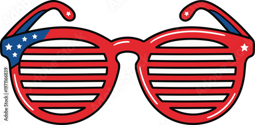 American Flag Sunglasses Vector Illustration for Independence Day Patriotic Fashion Accessory USA 4th of July Theme.