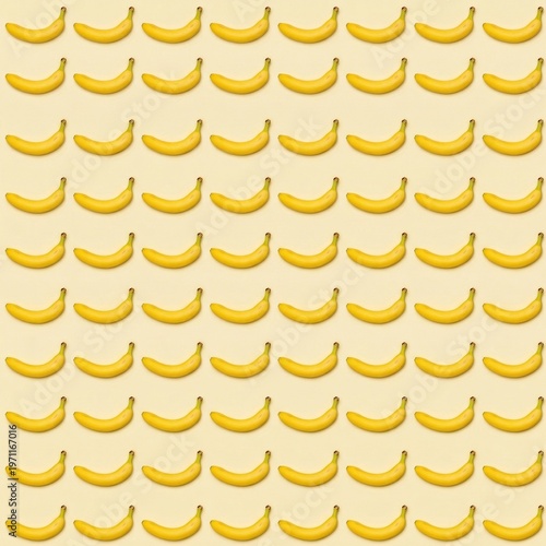Seamless Banana Pattern Top View Evenly Spaced Yellow Fruit Grid on Pastel Background Minimal Creative Food Wallpaper