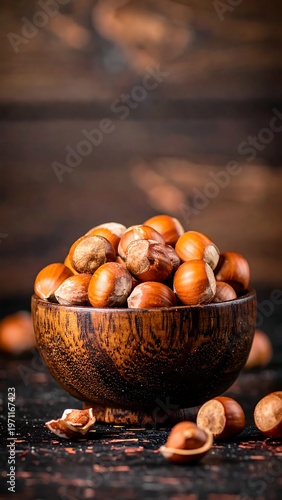 Hazelnuts in a Wooden Bowl - A Rustic Still Life.