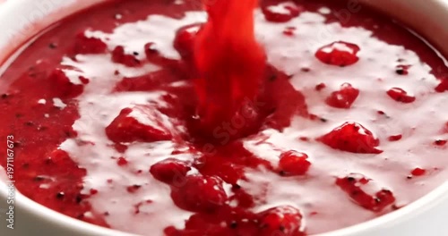 Borscht Soup with Sour Cream Topping.