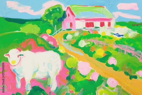 Farm painting art livestock.