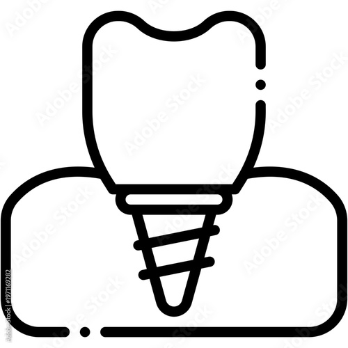 Dental Implant Prosthesis Vector Icon for Orthodontic Care