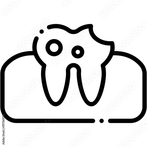 Tooth Cavity Molar Vector Icon for Dental Caries Treatment