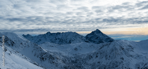 Mountain peak snow-capped mountains snow rocks landscape